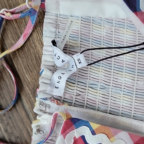 English Factory Gingham Mini Dress with Ribbon Detail NWT - Picture 10 of 10